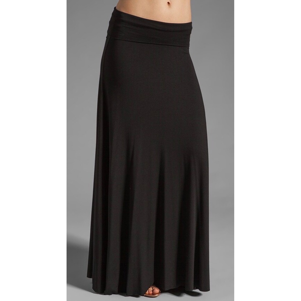Black Maxi Skirt Fold Over Waist Women's Size Large Casual Flowy NWOT